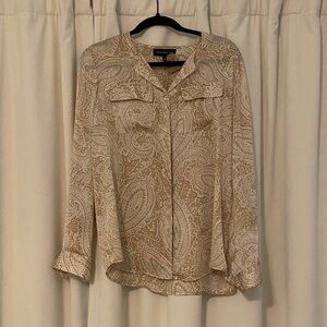 Jones New York Beige Paisley Button Down Shirt